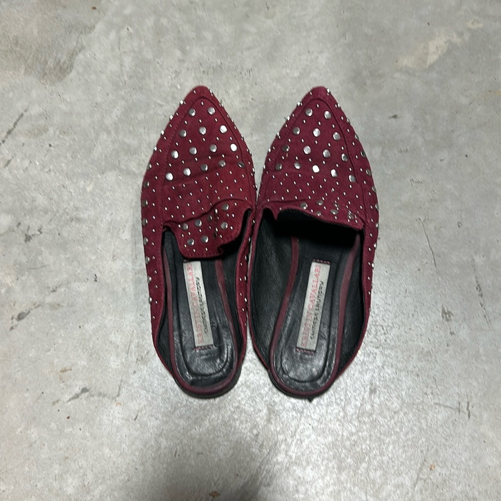 Kristin Cavallari Studded Suede Pointed Toe‎ Mules Slip Ons / Size 37 / Tt-6